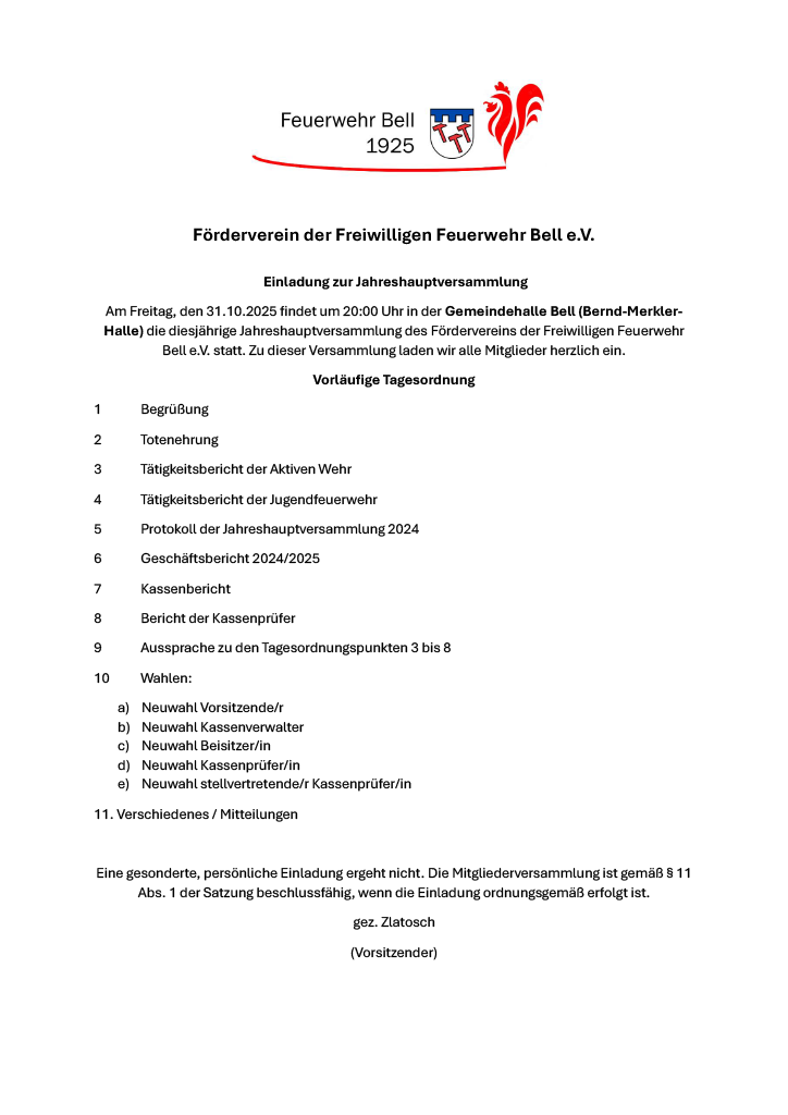 Einladung jahreshauptversammlung